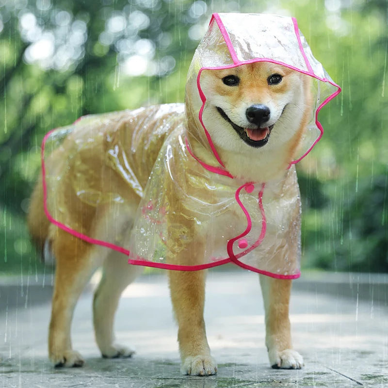 Transparent Waterproof Pet Raincoat - Hooded Jacket for Dogs & Puppies