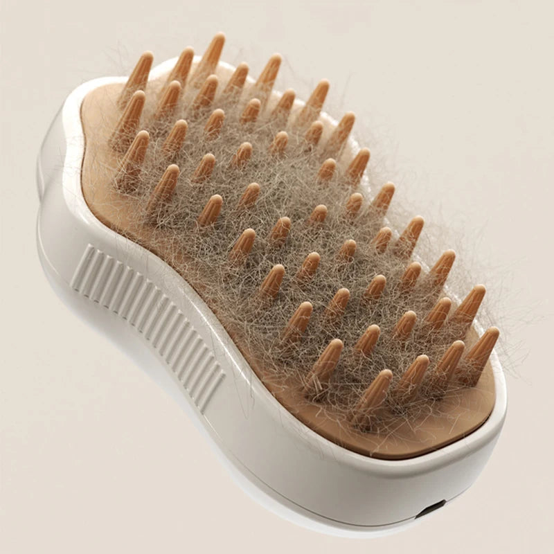 3-in-1 Pet Steamy Grooming Brush - Gentle Hair remover, Massager & Spray Comb for Cats & Dogs