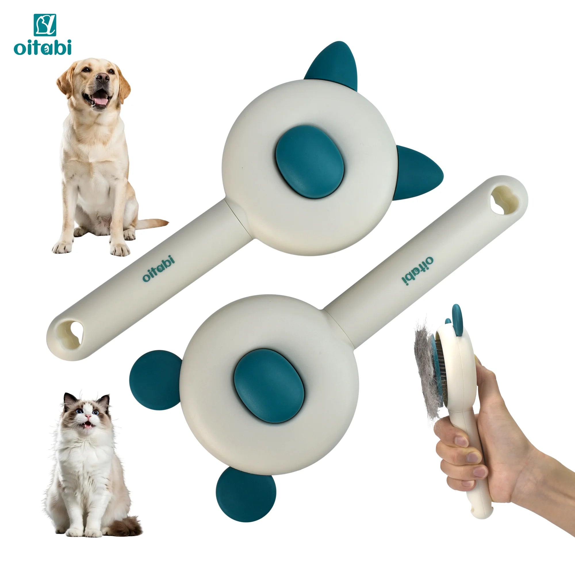 Self-Cleaning Pet Grooming Brush – Removes Loose Fur in Seconds