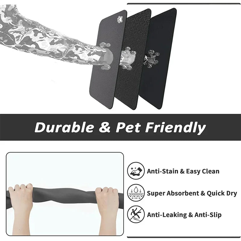 Absorbent Pet Feeding Mat - Waterproof, Anti-Slip Food and Water Placement For Dogs And Cats