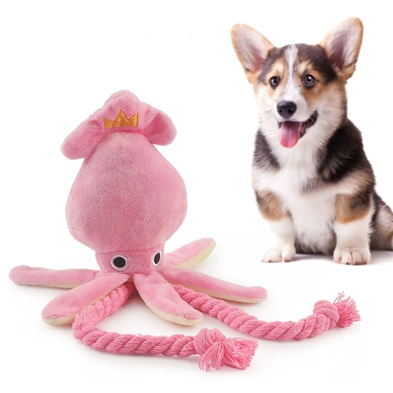 Squid Puppy Chew Toy - Squeaky Plush Octopus For Dogs