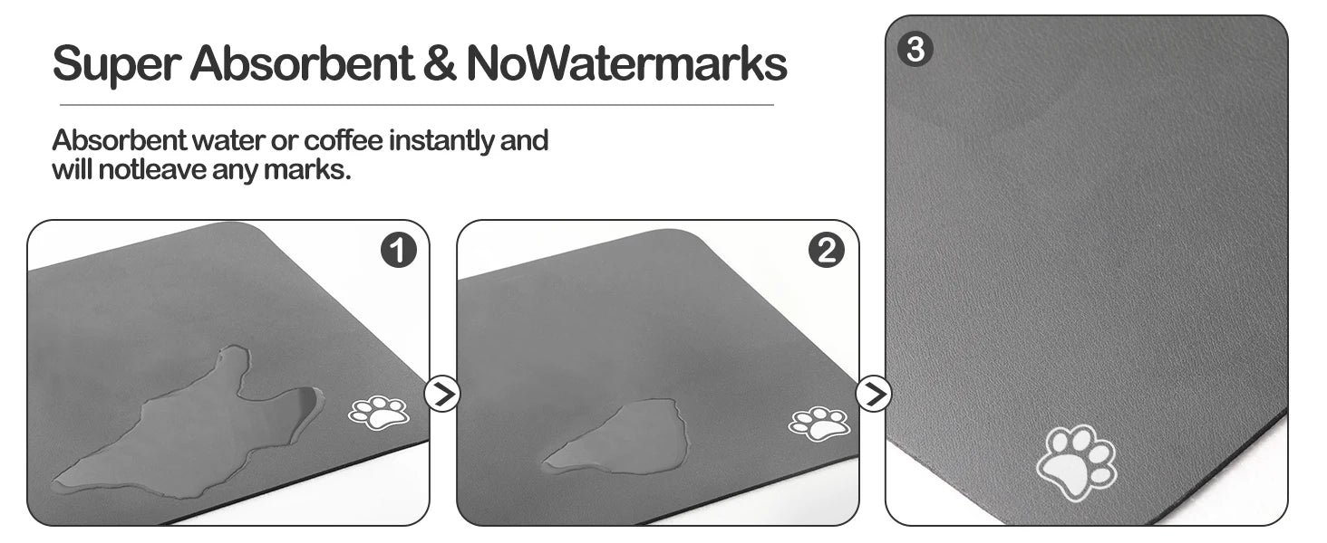 Absorbent Pet Feeding Mat - Waterproof, Anti-Slip Food and Water Placement For Dogs And Cats