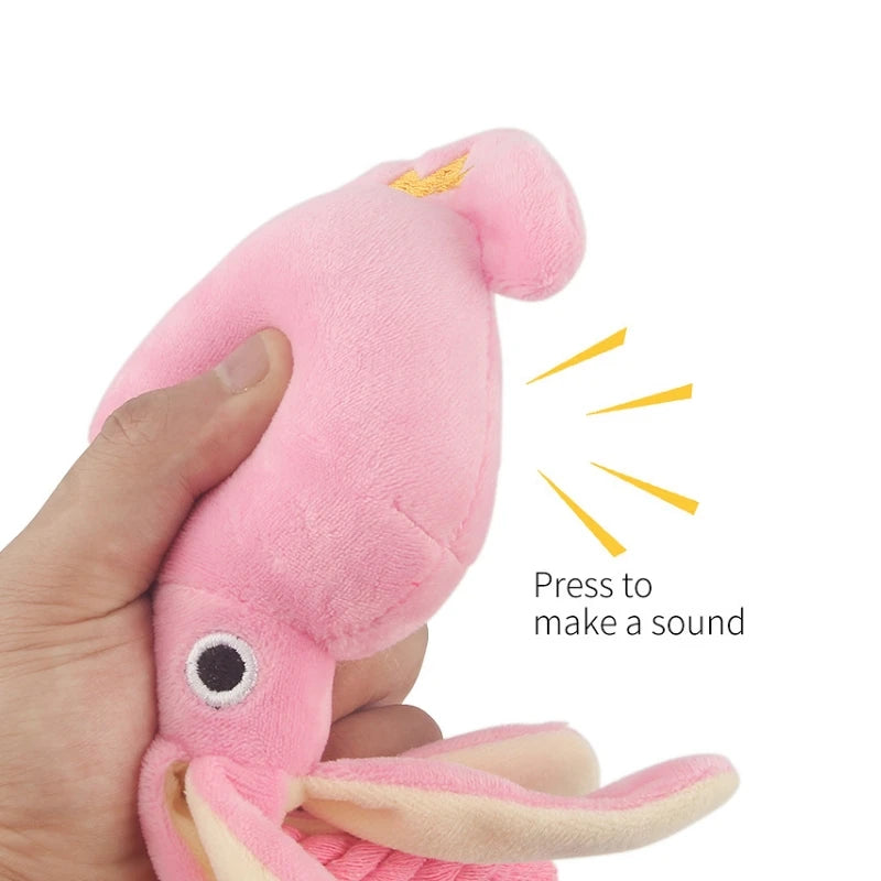 Squid Puppy Chew Toy - Squeaky Plush Octopus For Dogs